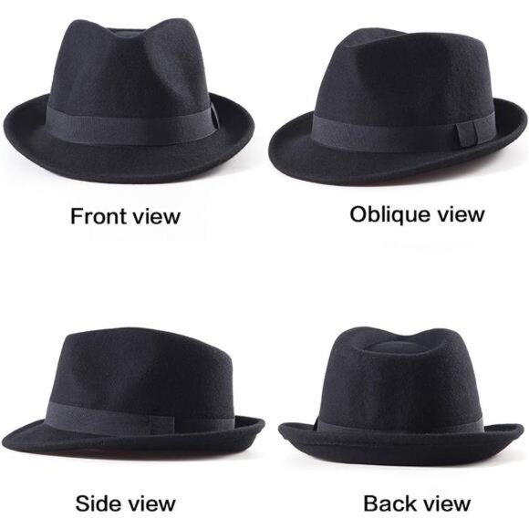 Straw Trilby Fedora Hat for Men 1920s Short Brim Wool Felt Panama Cap 7 - Picture 6 of 7